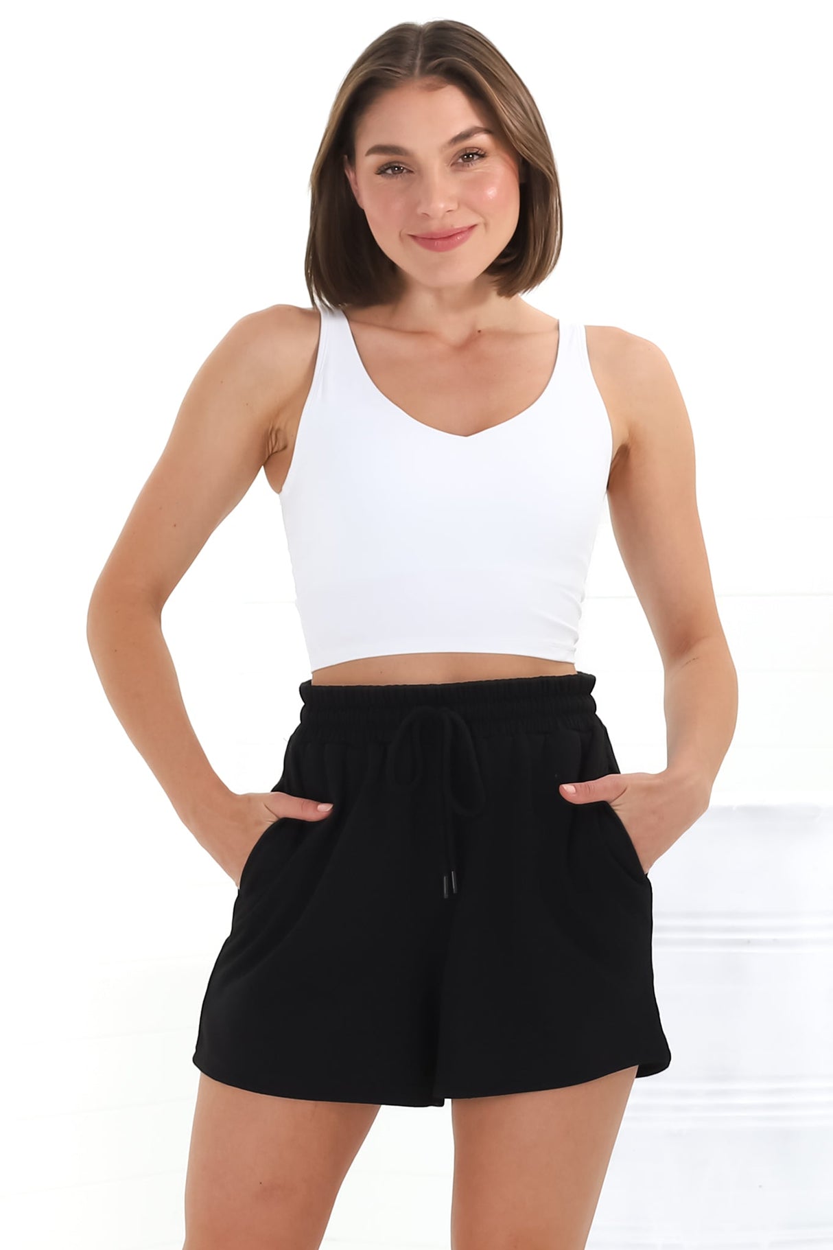 Hooper Shorts - Elasticated Waist Lounge Shorts in Black