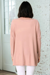 Belinda Knit Top - Boat Neckline Boxy Batwing Top in Blush