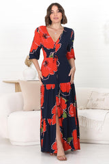 Lenna Maxi Dress - A Line Dress with Pull Tie Waist in Lidye Print