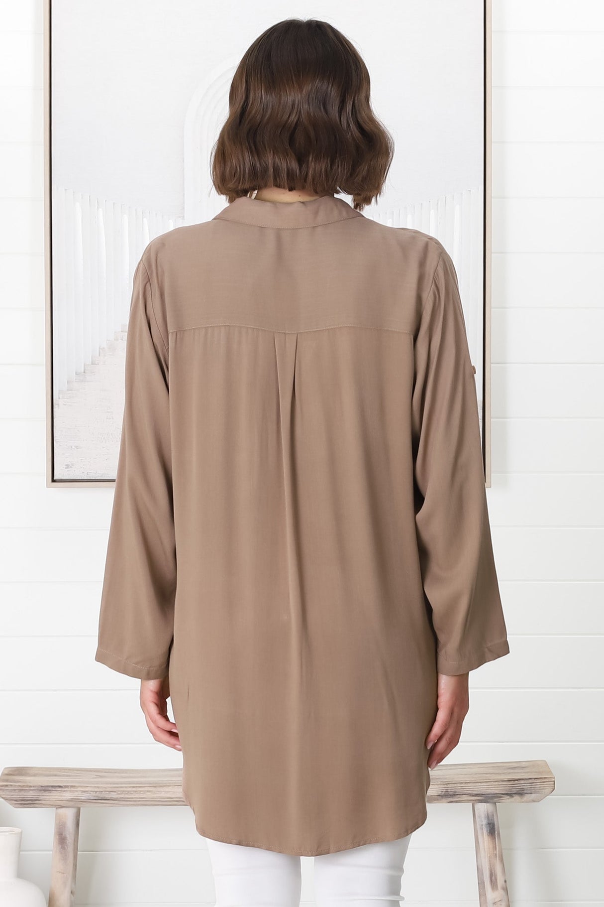 Tammy Shirt - Relaxed Button Down Shirt in Beige