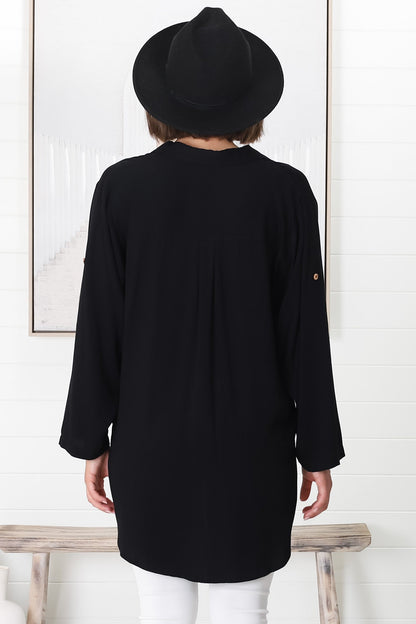 Tammy Shirt - Relaxed Button Down Shirt in Black