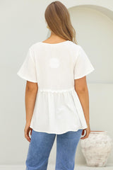 Aster Top - Pull Over Top with Rick Rack Detailing in White