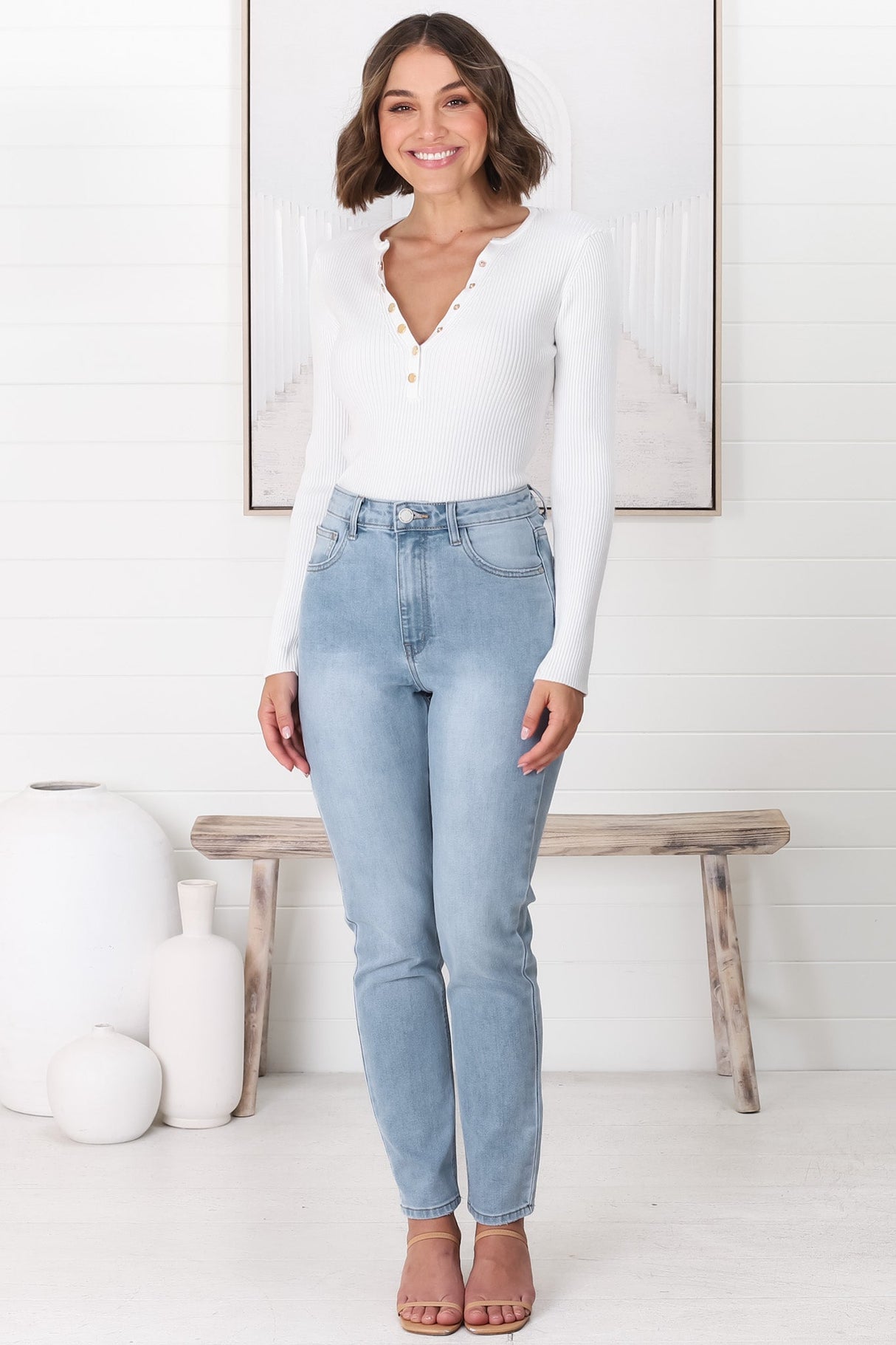 Rynn Jeans - High Waisted Mom Jean in Light Wash Denim