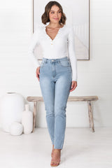 Rynn Jeans - High Waisted Mom Jean in Light Wash Denim