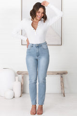 Rynn Jeans - High Waisted Mom Jean in Light Wash Denim