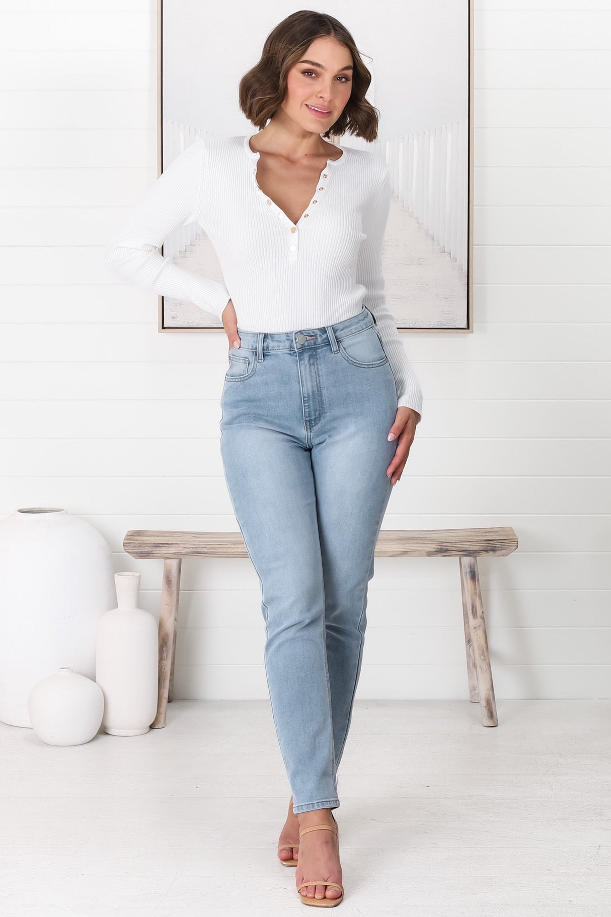 Rynn Jeans - High Waisted Mom Jean in Light Wash Denim