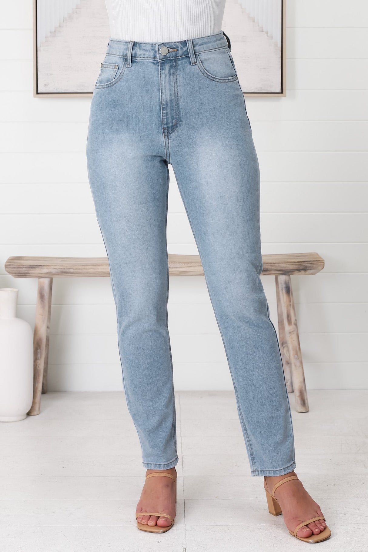 Rynn Jeans - High Waisted Mom Jean in Light Wash Denim