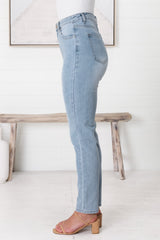 Rynn Jeans - High Waisted Mom Jean in Light Wash Denim