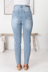 Rynn Jeans - High Waisted Mom Jean in Light Wash Denim