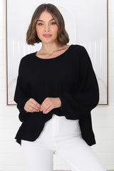 Gabby Top - Tiered Linen Top in Black