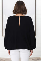 Gabby Top - Tiered Linen Top in Black