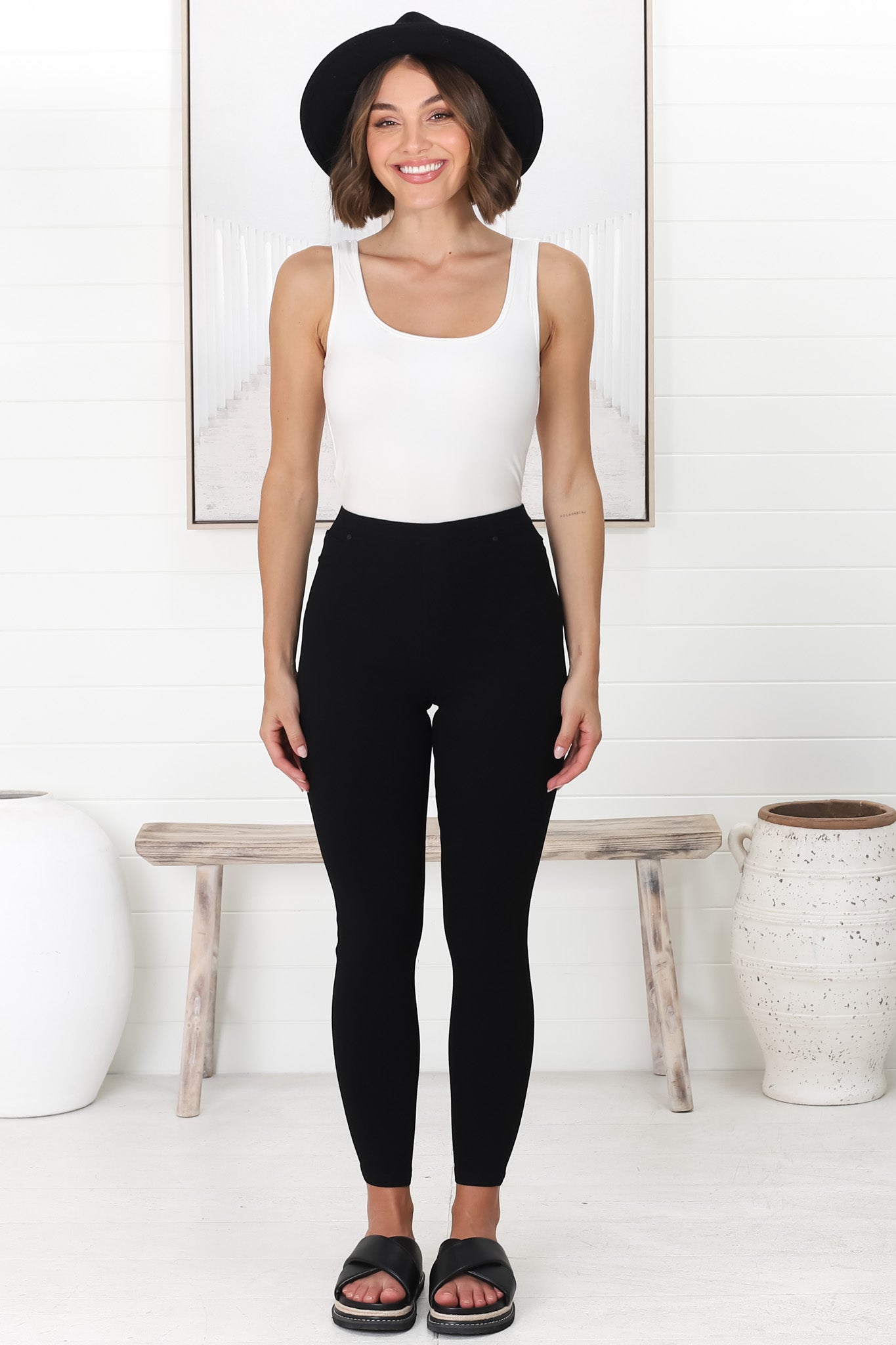 Jude Pants - Pull On Elasticated Waist Jegging in Black
