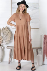 Salty Crush Milla Midi Dress - Tan