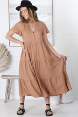 Salty Crush Milla Midi Dress - Tan