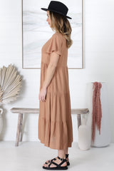 Salty Crush Milla Midi Dress - Tan