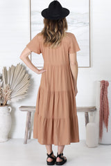 Salty Crush Milla Midi Dress - Tan