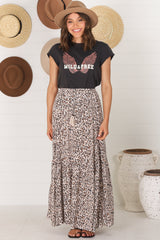 Hellen Maxi Skirt - High Waisted Skirt with Front Splits in Perrie Print