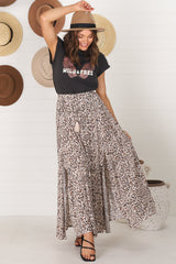 Hellen Maxi Skirt - High Waisted Skirt with Front Splits in Perrie Print