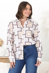 Ellie Shirt - Collared Button Down Shirt in Leo Print