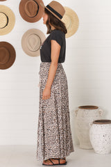 Hellen Maxi Skirt - High Waisted Skirt with Front Splits in Perrie Print