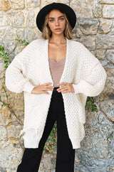 Ricki Cardigan - Open Front Chunky Knit Cardigan in Cream