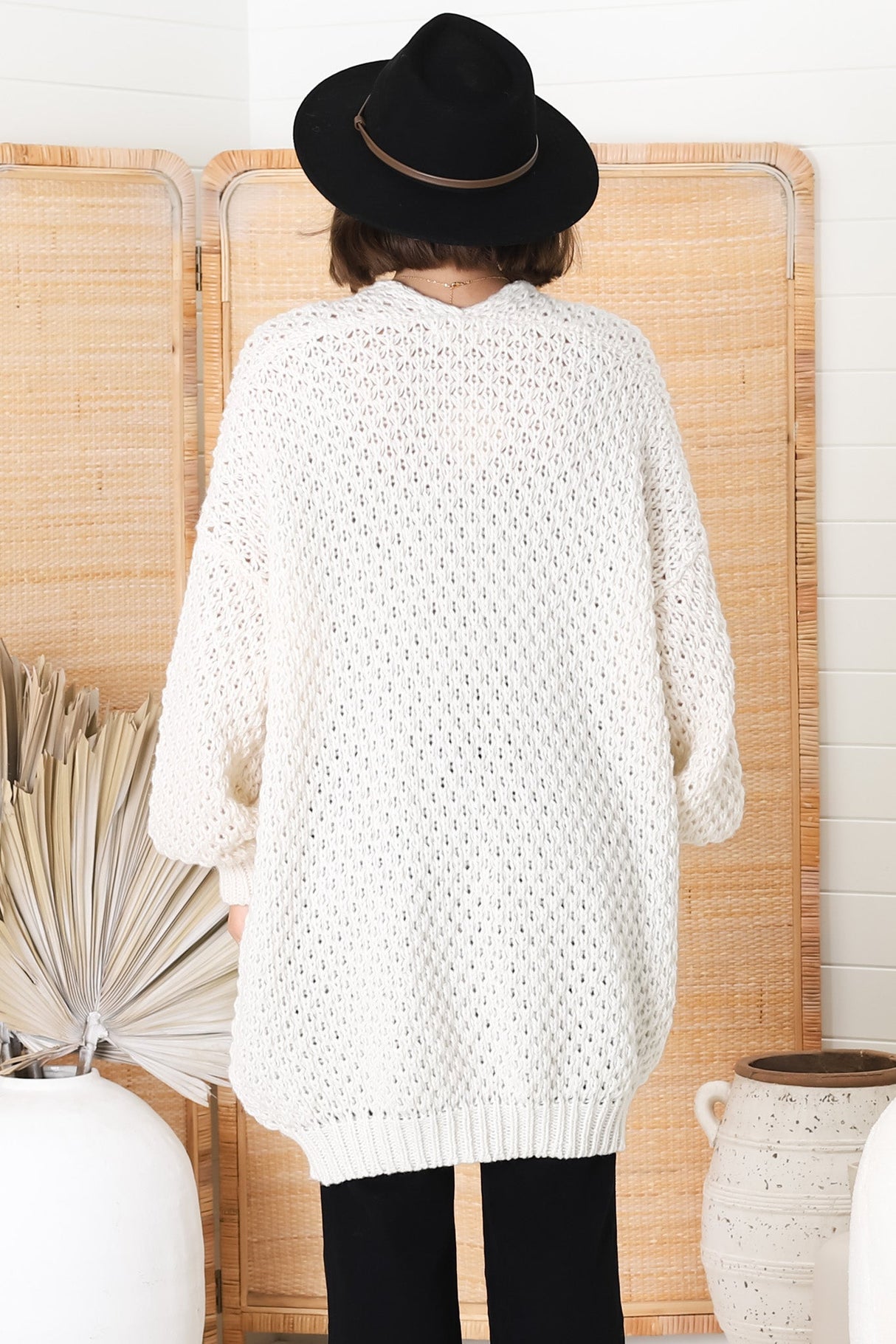 Ricki Cardigan - Open Front Chunky Knit Cardigan in Cream