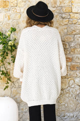 Ricki Cardigan - Open Front Chunky Knit Cardigan in Cream