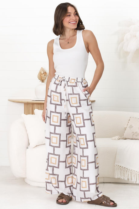 Cove Pants - Elasticated High Waisted Wide Leg Pants in Leo Print