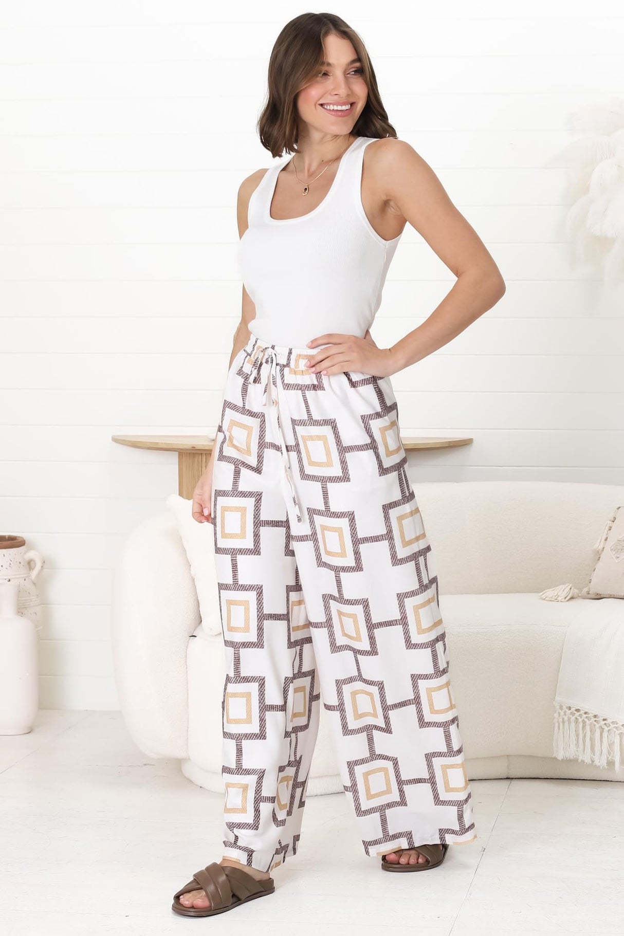 Cove Pants - Elasticated High Waisted Wide Leg Pants in Leo Print