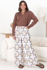 Cove Pants - Elasticated High Waisted Wide Leg Pants in Leo Print