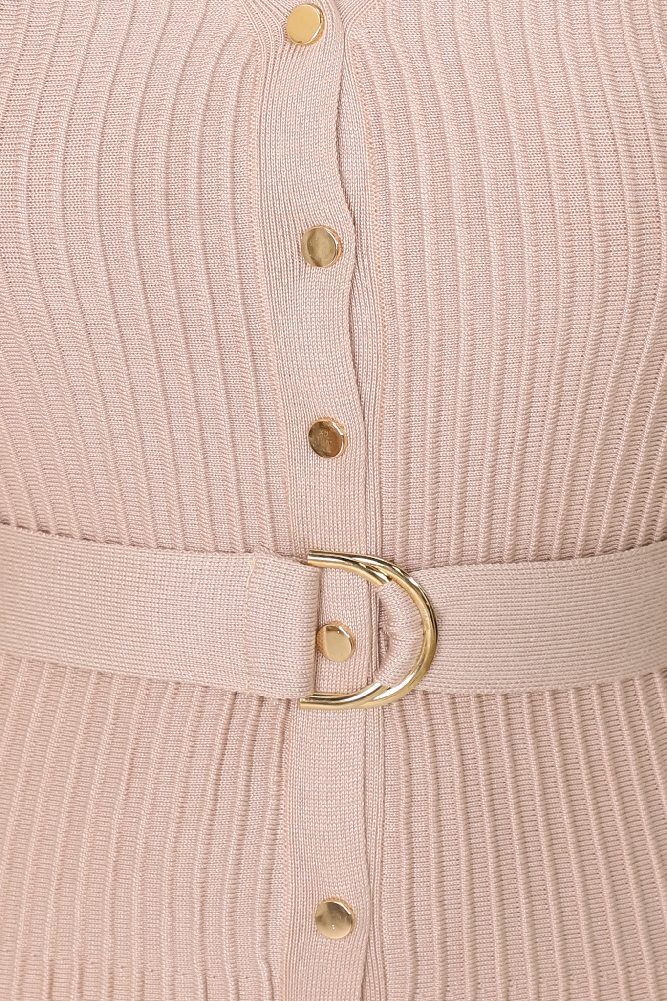 Mischa Midi Dress - Ribbed Button Down Knit Dress in Coco Blush