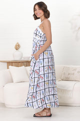 Bailie Maxi Dress - Rick Rack Detailed Sun Dress with Pockets in Wendy Print