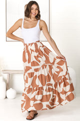 Azira Maxi Skirt/Midi Dress - Shirred Waistband Tiered Skirt or Dress in Rust