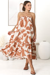 Azira Maxi Skirt/Midi Dress - Shirred Waistband Tiered Skirt or Dress in Rust