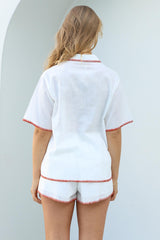 Aryanne Set - Button Up Shirt And Shorts in White