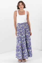 Ishaka Maxi Skirt/Midi Dress - Shirred Waistband Tiered Skirt or Dress in Floral Print