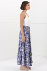 Ishaka Maxi Skirt/Midi Dress - Shirred Waistband Tiered Skirt or Dress in Floral Print