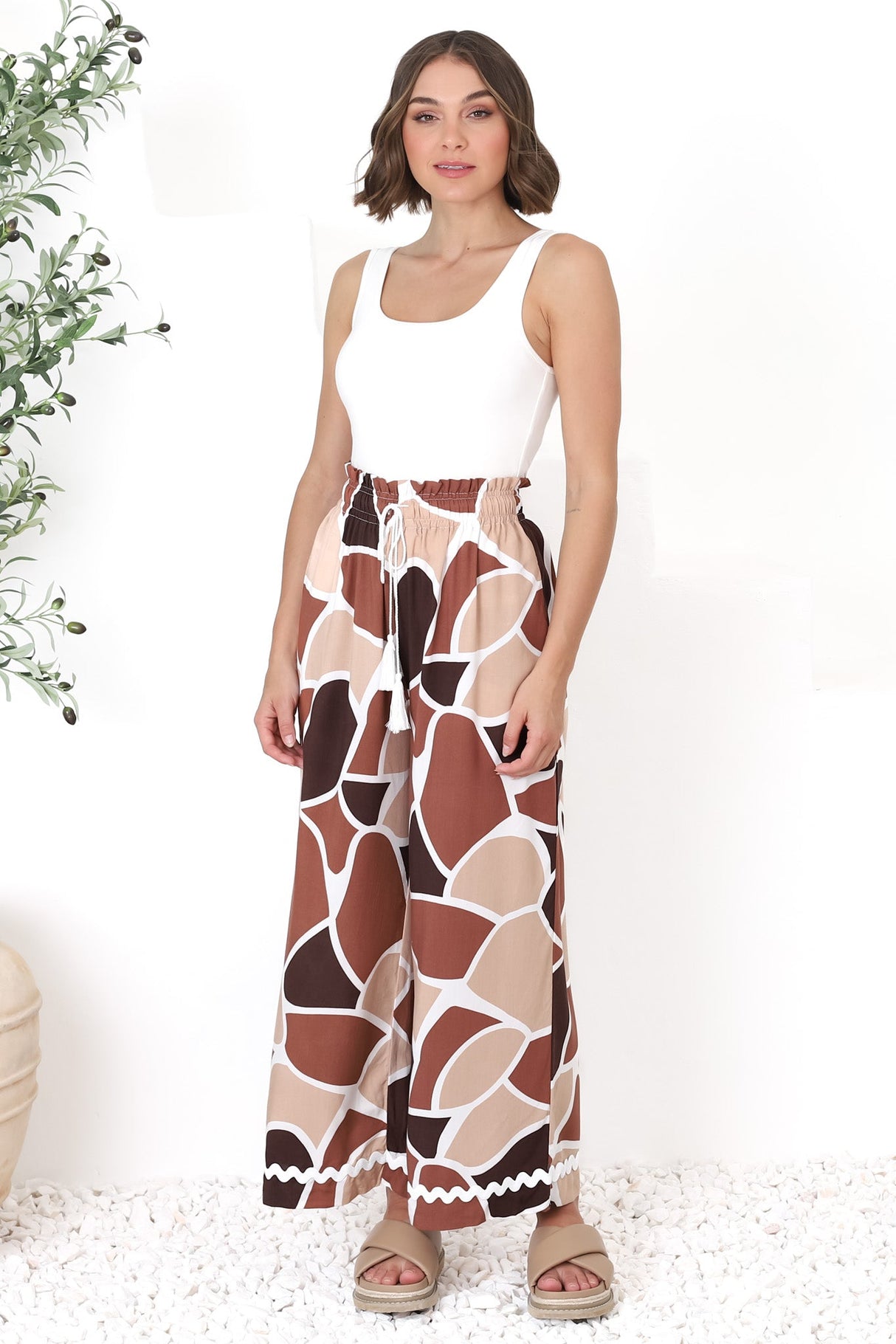 Colson Pants - High Waist Wide Leg Pant in Chocco Print