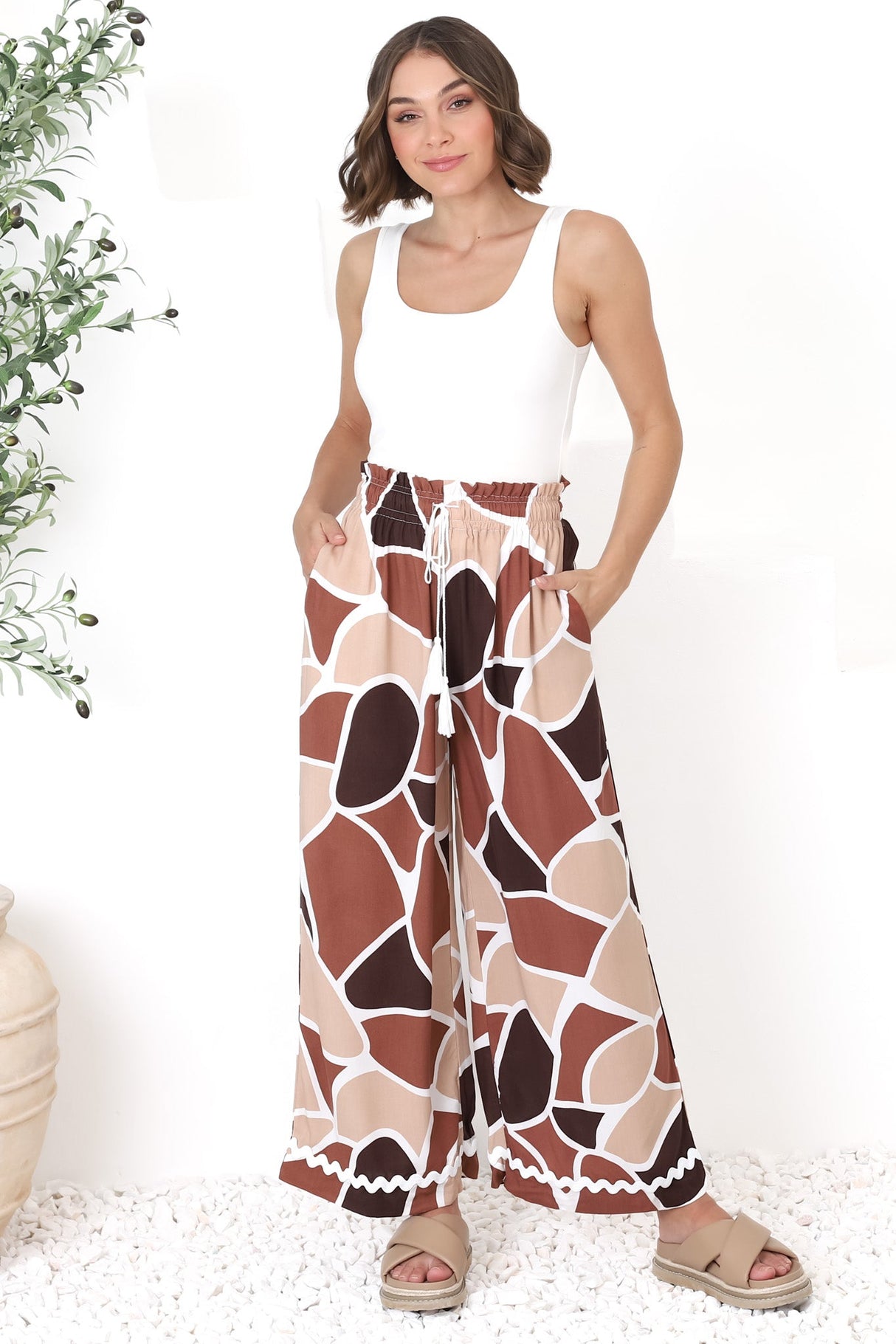 Colson Pants - High Waist Wide Leg Pant in Chocco Print