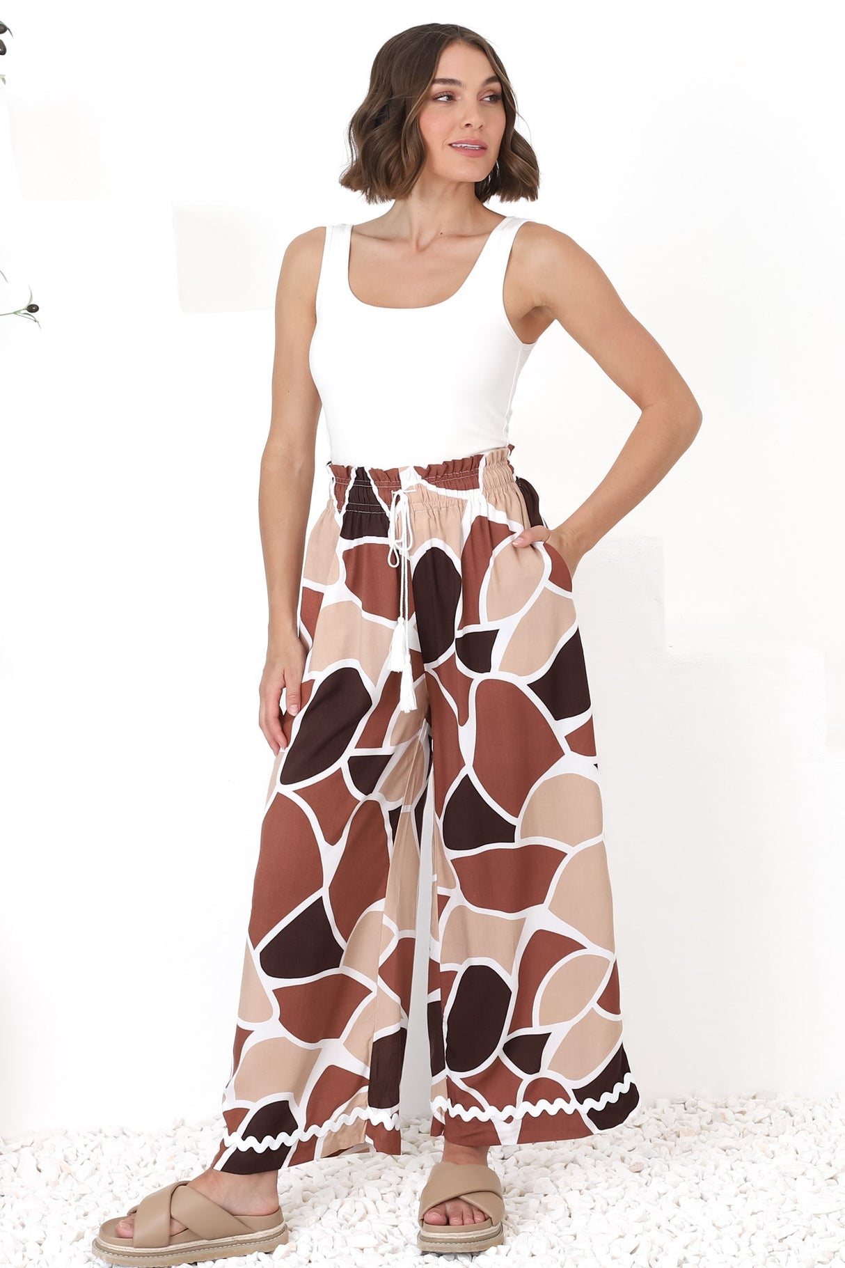 Colson Pants - High Waist Wide Leg Pant in Chocco Print