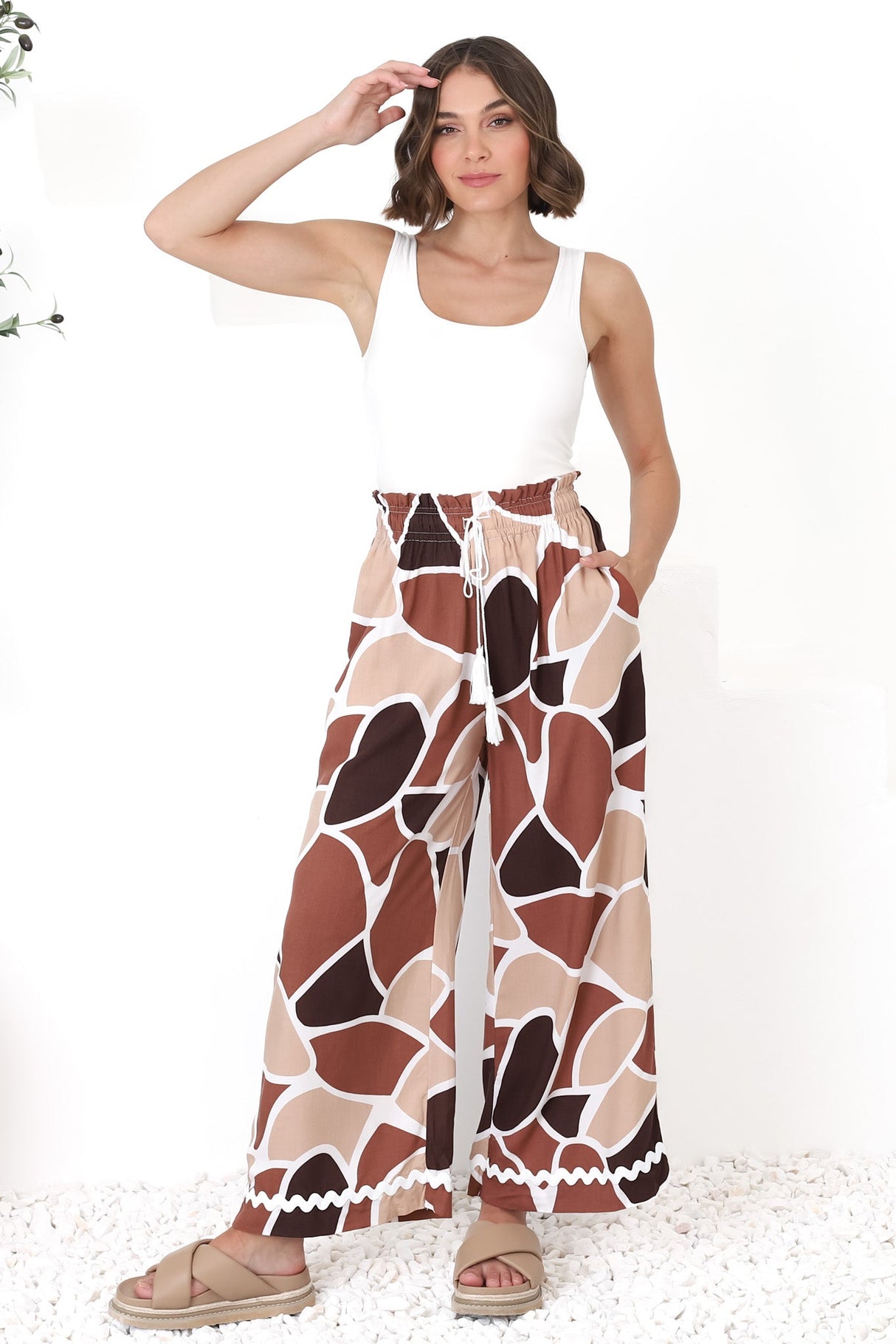 Colson Pants - High Waist Wide Leg Pant in Chocco Print