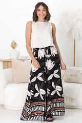 Miranda Pants - High Waisted Wide Leg Pants in Ravenna Print