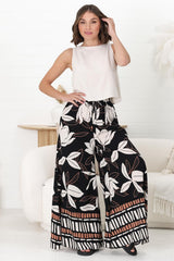 Miranda Pants - High Waisted Wide Leg Pants in Ravenna Print