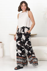 Miranda Pants - High Waisted Wide Leg Pants in Ravenna Print