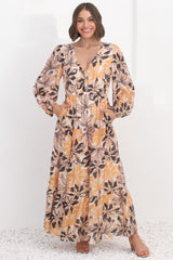 Isla Maxi Dress - V Neck Floral A Line Dress in Santino Print