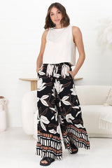 Miranda Pants - High Waisted Wide Leg Pants in Ravenna Print