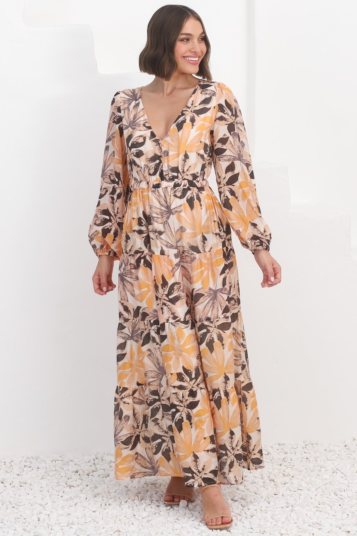 Isla Maxi Dress - V Neck Floral A Line Dress in Santino Print