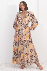 Isla Maxi Dress - V Neck Floral A Line Dress in Santino Print