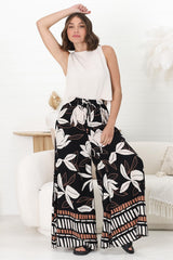 Miranda Pants - High Waisted Wide Leg Pants in Ravenna Print