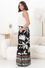 Miranda Pants - High Waisted Wide Leg Pants in Ravenna Print